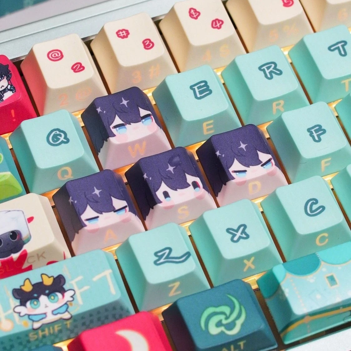MAIMOOO Honkai: Star Rail Dan Heng Keycaps Cherry/MOA Profile PBT Custom Q Version Cute Anime Game Mechanical Keyboard Keycap