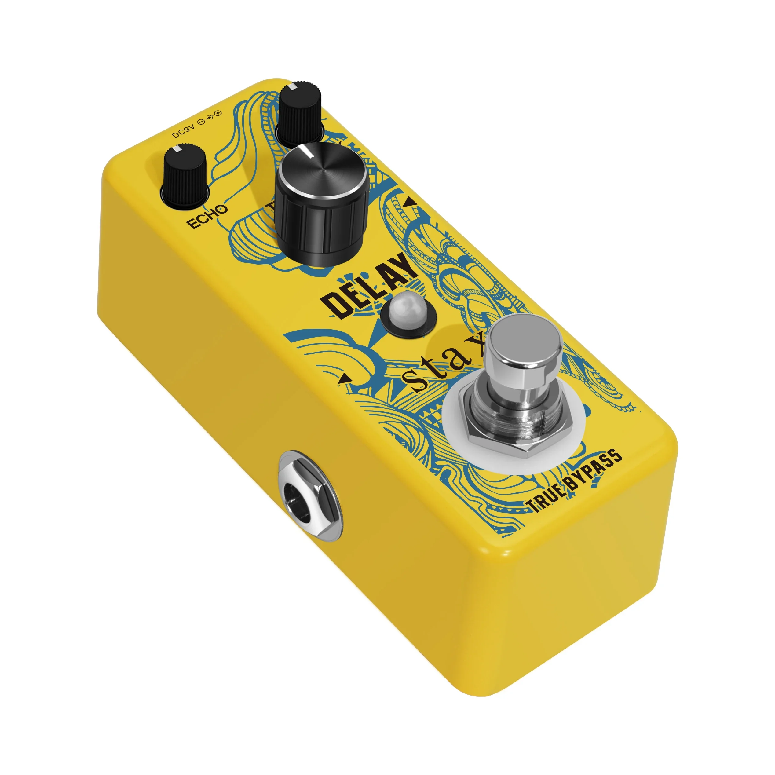 Stax Guitar Delay Pedal for PedalBoards, Electric Guitar Full Analog Delay Effect Pedal Vintage Echo True Bypass Yellow