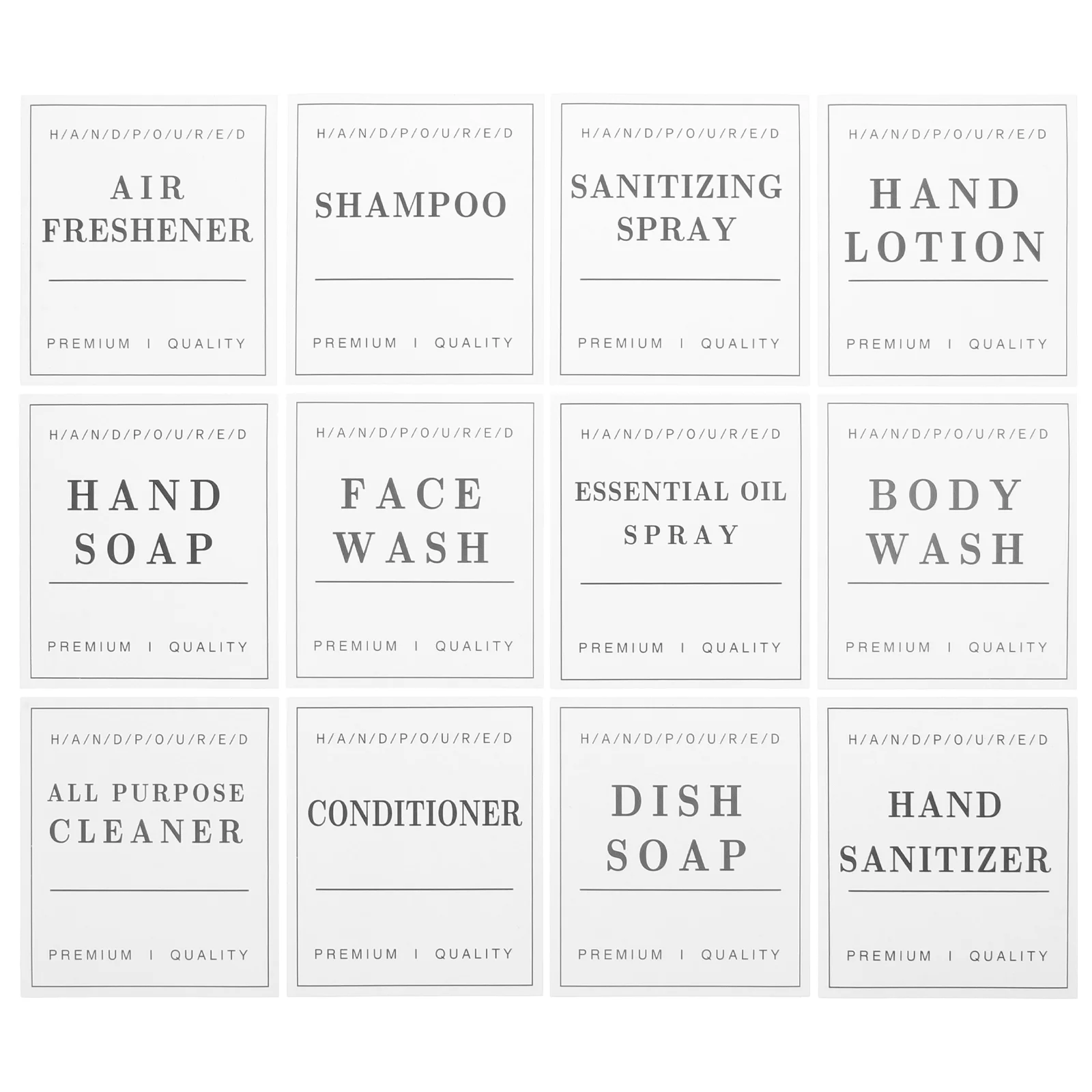 Bathroom Labels For Organizing Set  Waterproof Refillable Bottles Stickers For Dish Soap Body Wash Conditioner Shampoo Display