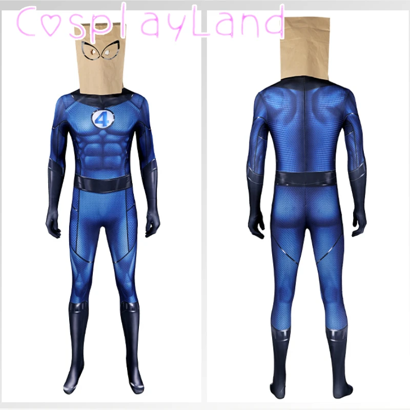 Super hore blaue Overall Maske Cosplay Kostüm Spandex Zentai Bodysuit Halloween Party Karneval Kostüme Mann Anzug hohe Qualität