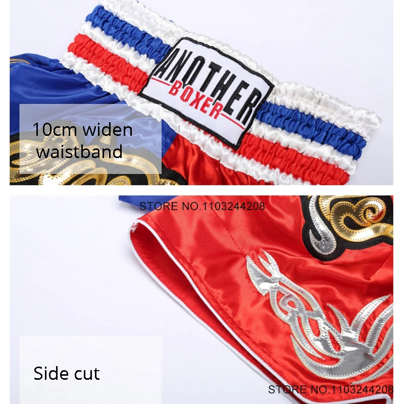 Shorts Muay Thai Retro Boxing Shorts Men Women Child Boys Girls Satin Gym MMA Training Cage Fighting Grappling Kickboxing Pants