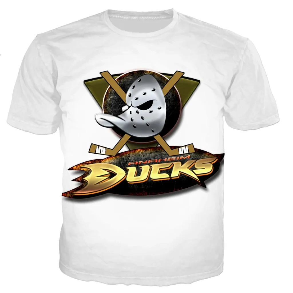 2024 Ice Hockey Mighty Duck Helmet Print T-shirt 3D Men Women Hip Hop Short-sleeved Tee shirt Summer Casual Oversized Sport Top