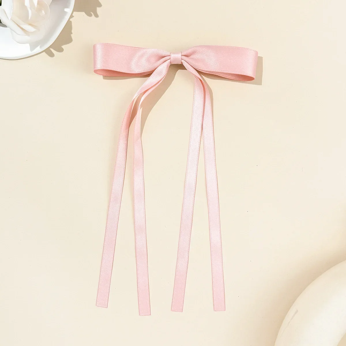 Solid Color Satin bow hair clip for woman elegant temperament long ribbon hairpin fashion girl hair pin hair accessories