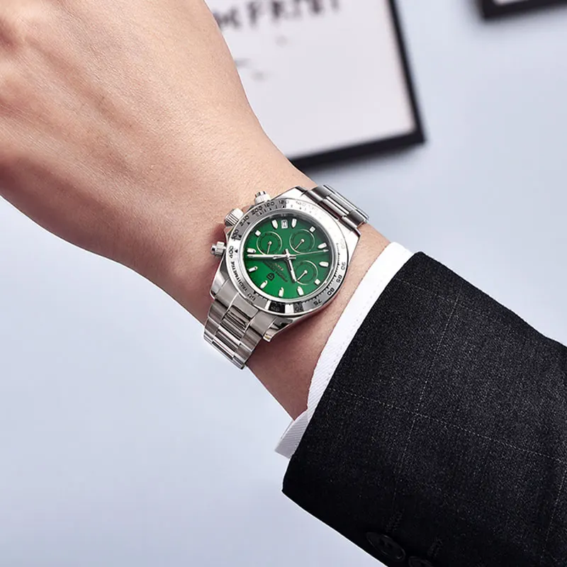 PAGANI DESIGN 2025 Nuovo orologio da uomo 40mm Multifunzionale VK63 Cronografo al quarzo Zaffiro Orologio da uomo impermeabile in acciaio inossidabile