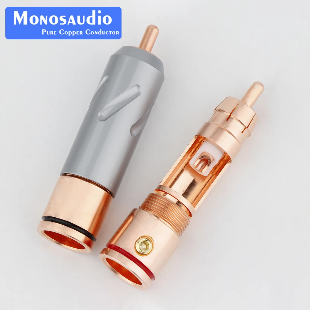 Monosaudio RCA-Stecker aus reinem Kupfer, vergoldet/rhodiniert, RCA-Stecker, Lautsprecherklemme für Audio-Lautsprecher-Signalkabel – Detail 9