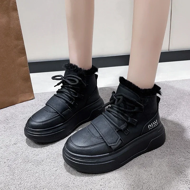 2023 novo designer botas de neve das mulheres inverno curto pelúcia quente tornozelo botas sapatos planos sola grossa sapatos casuais botas femininas