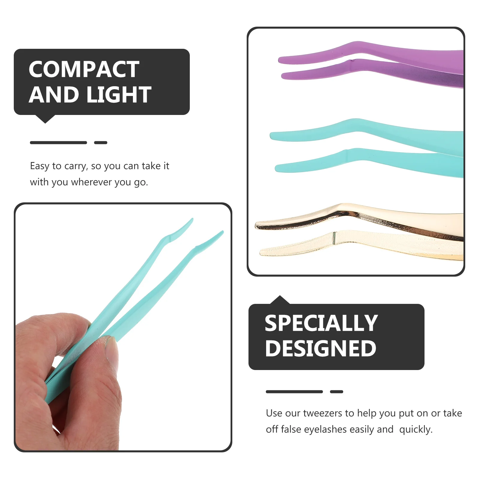 Pincettes pour Extensions de cils, applicateur de faux cils en acier inoxydable, outil professionnel de Salon de beauté, 3 pièces