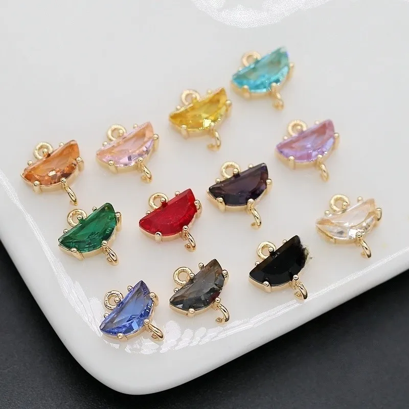 

4PCS 14 Gold Plated Brass Glass Moon Connector Charms Pendants For Earring Making,DIY Bracelet Jewelry Making Findings