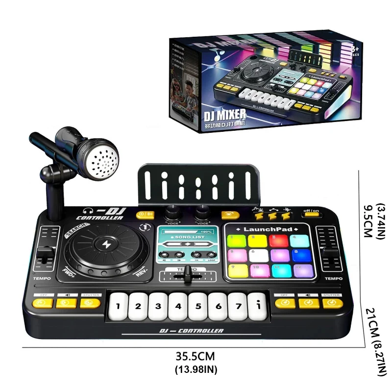 Simulação musical dj mixer com microfone cantando com luz turntable console júnior música crianças brinquedo educativo presente de aniversário