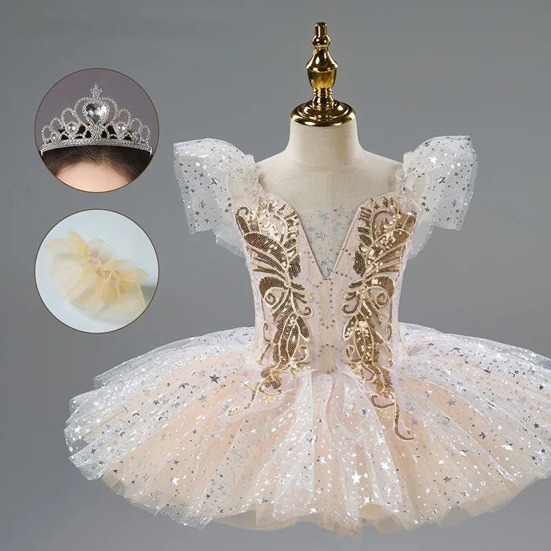 Sequin Ballet Dress Kids Performance Clothes Girls Modern Dance Skirts Children Ballet Tutu Party Princess Dress Costumes