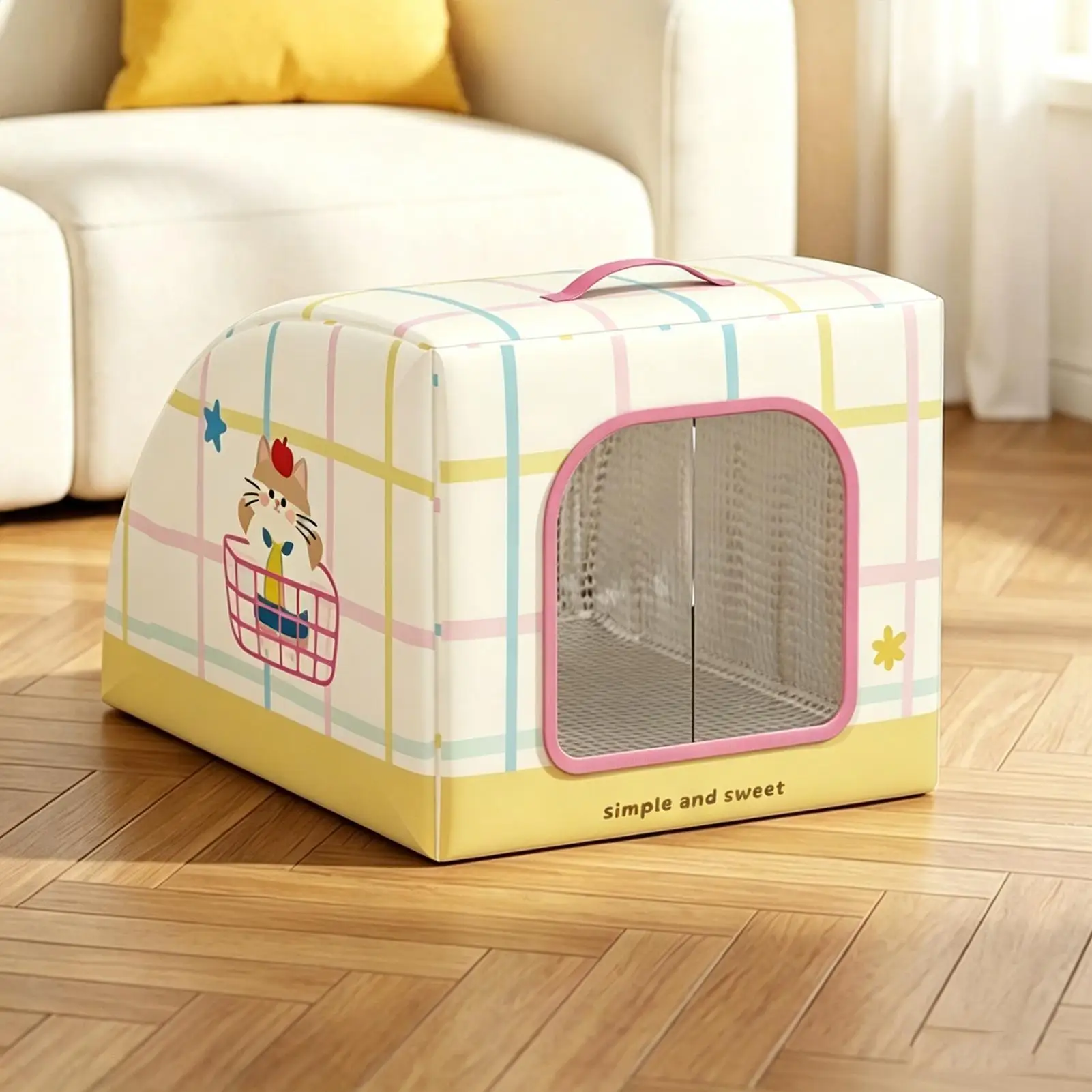 

Cooling Cat House Insulated Portable Comfort Shelter with Handle Indoor Cat House for Stray Pets Bedroom Living Room Balconies