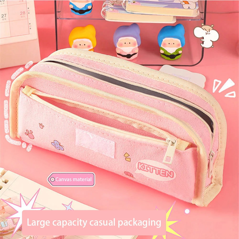 Pencil Case Careful Workmanship Simple And Durable Stationery Storage Fashion Joker Orange Storage Bag Key Bag Coin Bag Beige