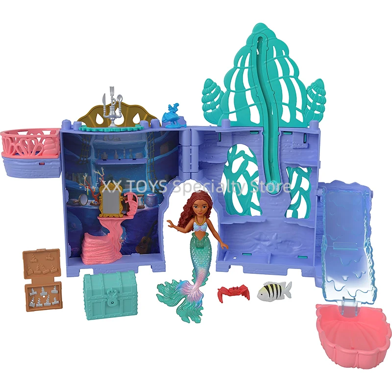 Disney The Little Mermaid Storytime Stackers Ariel’s Grotto Playset Stackable Dollhouse with Mini Doll &10 Accessories Girl Toys