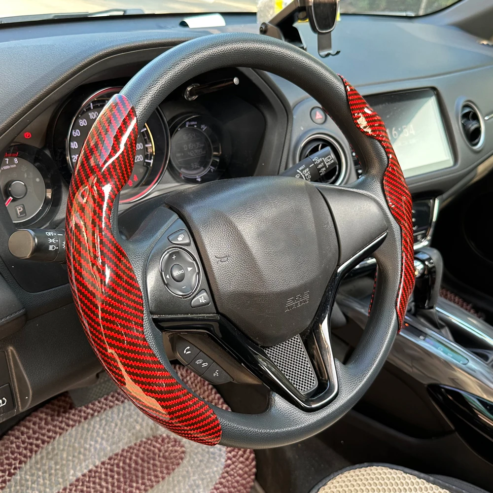 2 Stück Universeller Auto-Lenkradüberzug aus Leder Rutschfester Lenkradschutz Auto-Innenausstattung Dekorationszubehör – Detail 1