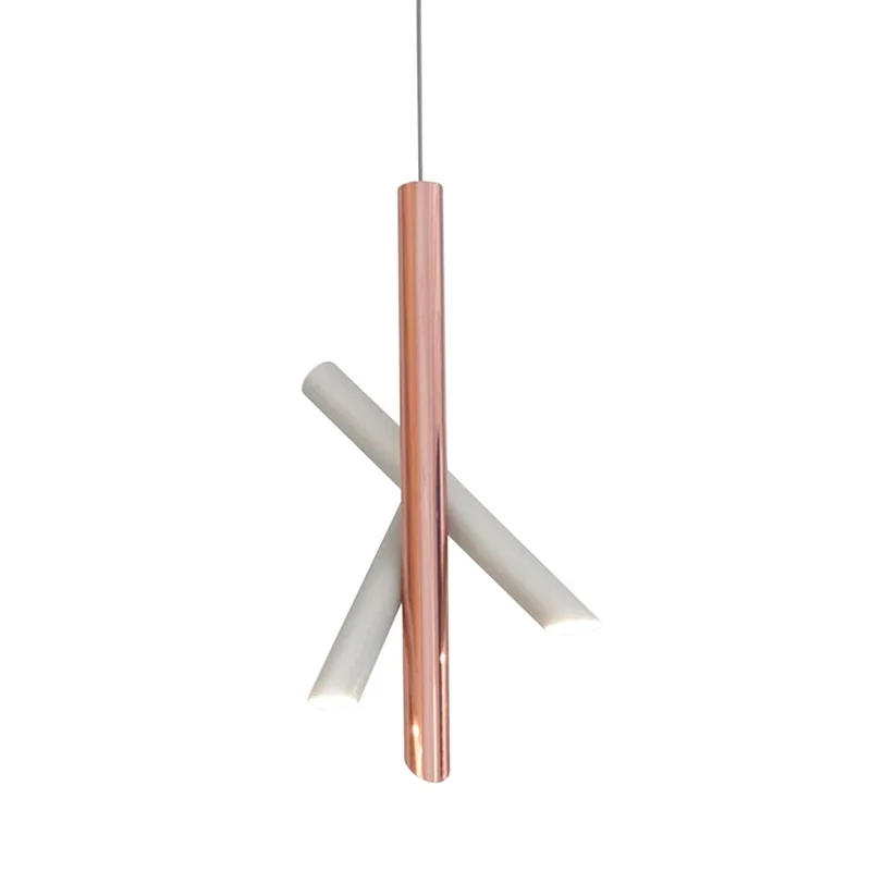 Imagem -05 - Moderno e Simples Tubos Pendant Light Designer Pendant Lamp Rose Gold Criativos Personalidade Estudo Escritório Mesa Restaurante