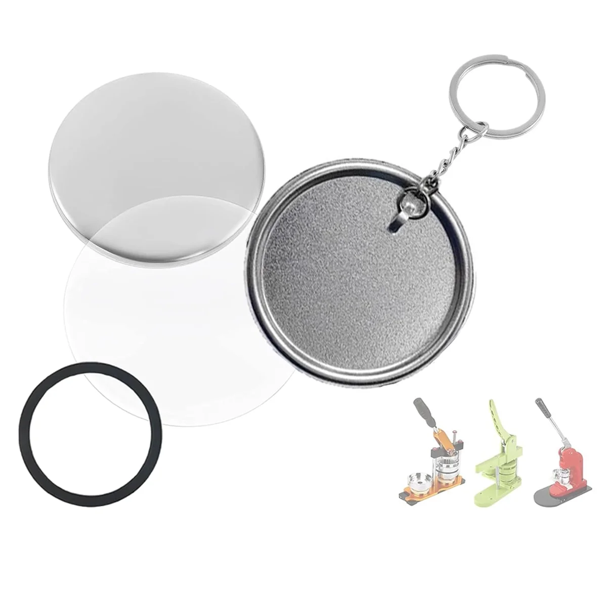 Button Maker Keychains Supplies,58mm/2.25 Inch Pin Making Kit for Button Maker Machine,Metal Button Badge Sets