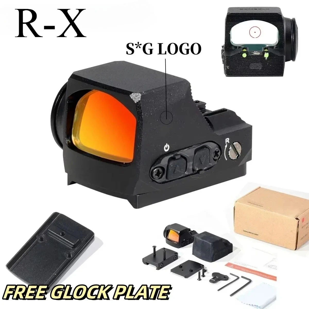 

R-X Red Dot Sight 1x24mm Footprint Hunting Pistol Handgun Rear Sight with Glock Mount Sports Shake Awake