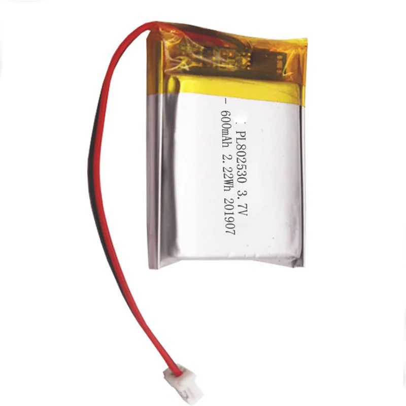 2/5/10/20 Pcs 3.7V 600mAh 802530 Lithium Polymer Ion Battery 2.0mm JST Connector