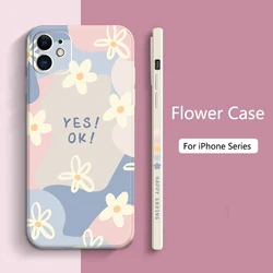 Cartoon Flower Silicone Phone Case For iPhone 15 14 13 11 12 Pro Max Mini X XS Max 7 8 Plus SE 2020 Shockproof Matte Soft Cover