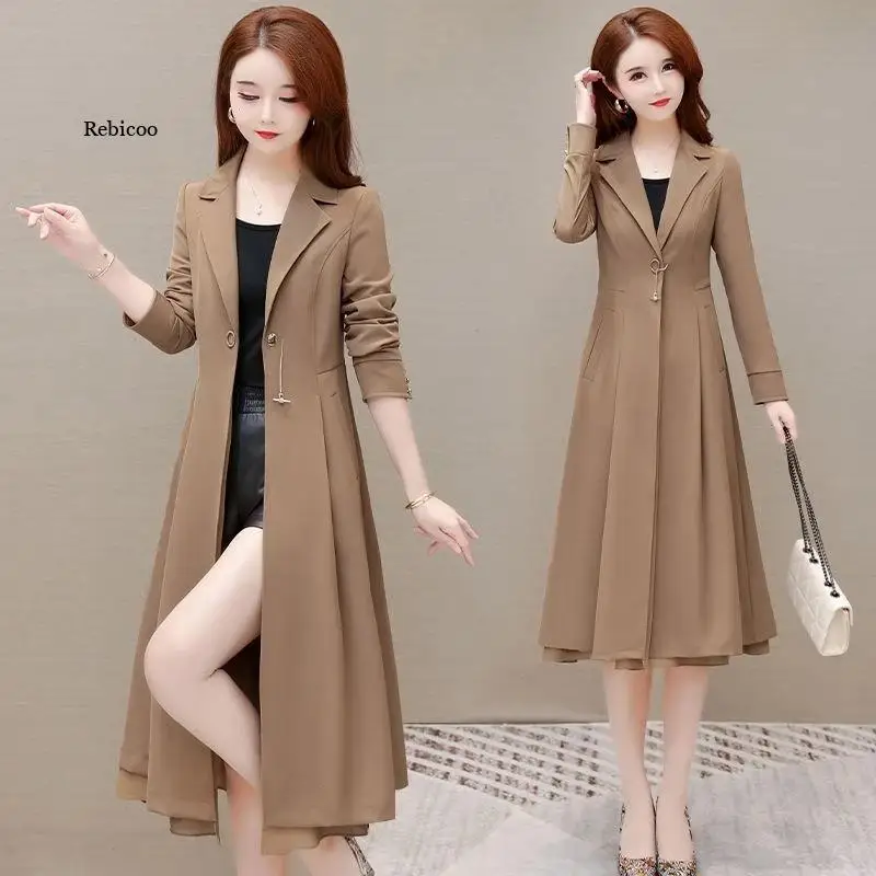 

2023 New Fashion Spring Autumn Women Trench Coat Overcoat Casual Female Loose Long Windbreakers Coats Top-Grade Outerwear Femme
