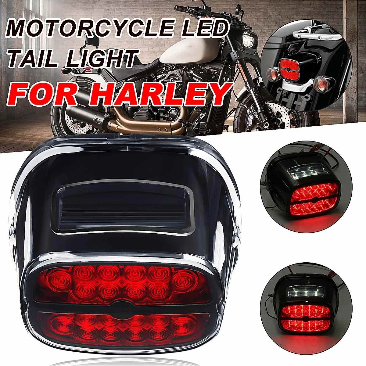 LED Tail Light Rear Brake Lights Turn Signal Number License Plate Lamp Motorcycle Parts For Harley Fat Boy Road King