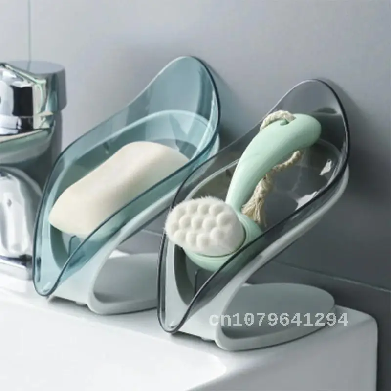 

Soap dish with suction cup for bathroom, Nordic style leaf-shaped sponge drain rack, Kithcen and bathroom supplies