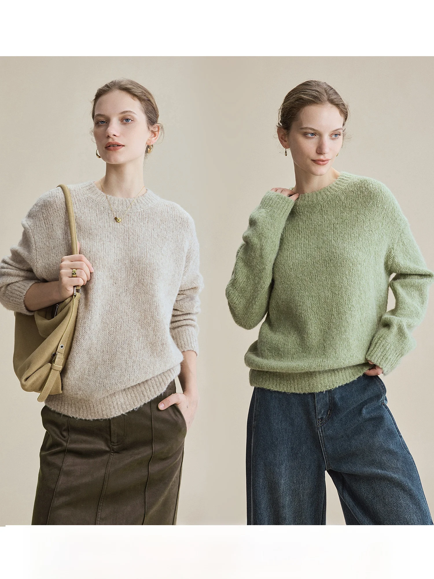 

Women's Thiened round Ne Pullover Sweater Tibetan Yak Wool Mixed Camel Wool Knitted Wear Casual Sle Winter Warm Top