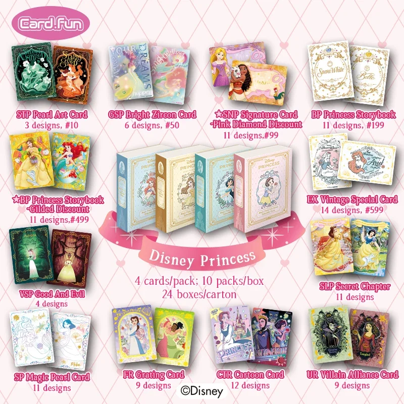 10 Packs CARDFUN Disney Princess Collectible Card Game Trading Cards Hobby Gifts Toys - Magic Fairy Tale