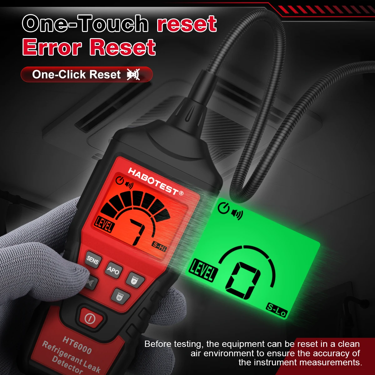 HABOTEST HT6000 Halogen Gas Leak Detector with Sound Screen Alarm High-Sensitivity Gas Sensor for Leak Location Determination