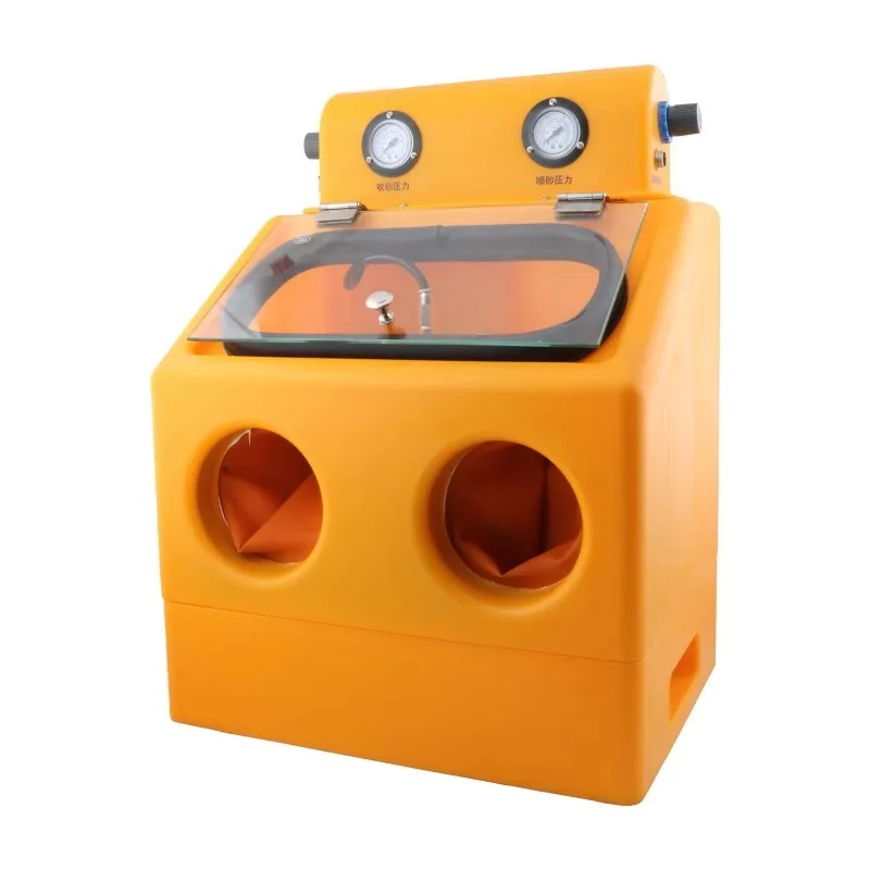 خزانة ساندبلاستر رطبة/جافة احترافية مع دواسة قدم وإضاءة LED - آلة تلميع تفجير الزجاج المعدني للمجوهرات 110 فولت/220 فولت