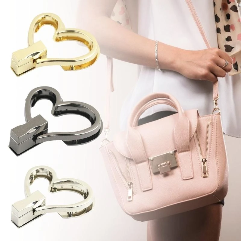 H3CB Fashion Bag Sluiting Hartvorm Tas Clasp metalen Zakken Vergrendeling voor het doe -het -zelftas
