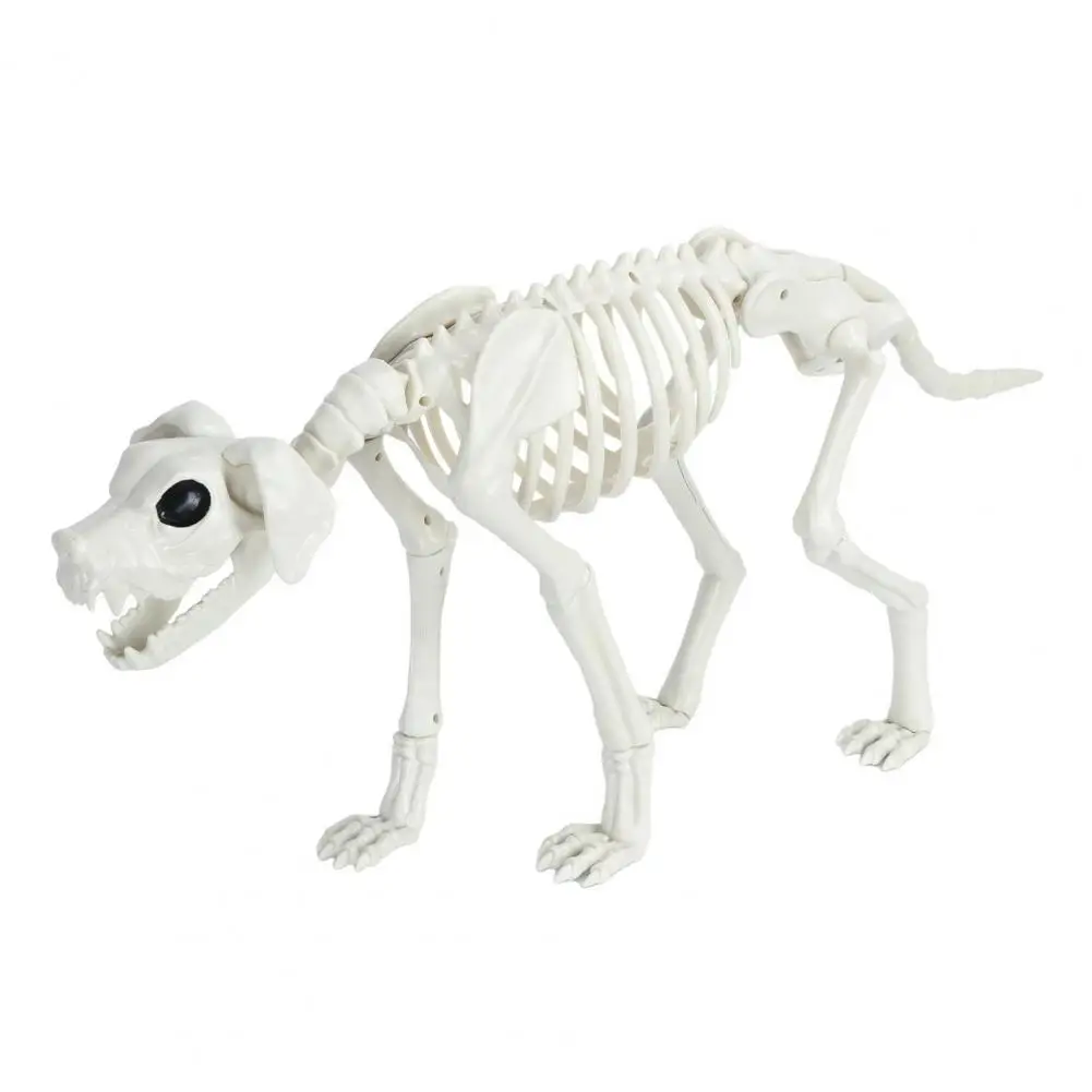 

Halloween Skeleton Dog Skeleton Animal Plastic Puppy with Posable Joints Halloween Party Decoration for Yard Garden Lawn Patio