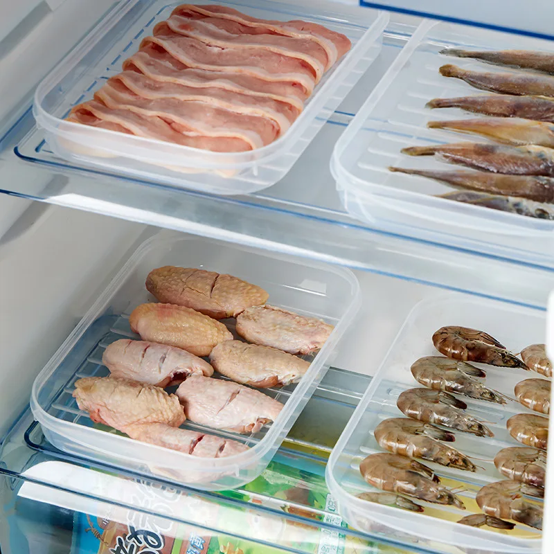 Japanese soft cover non-stick bottom fish steak crisper refrigerator bacon sealed refrigerated box seafood frozen storage box