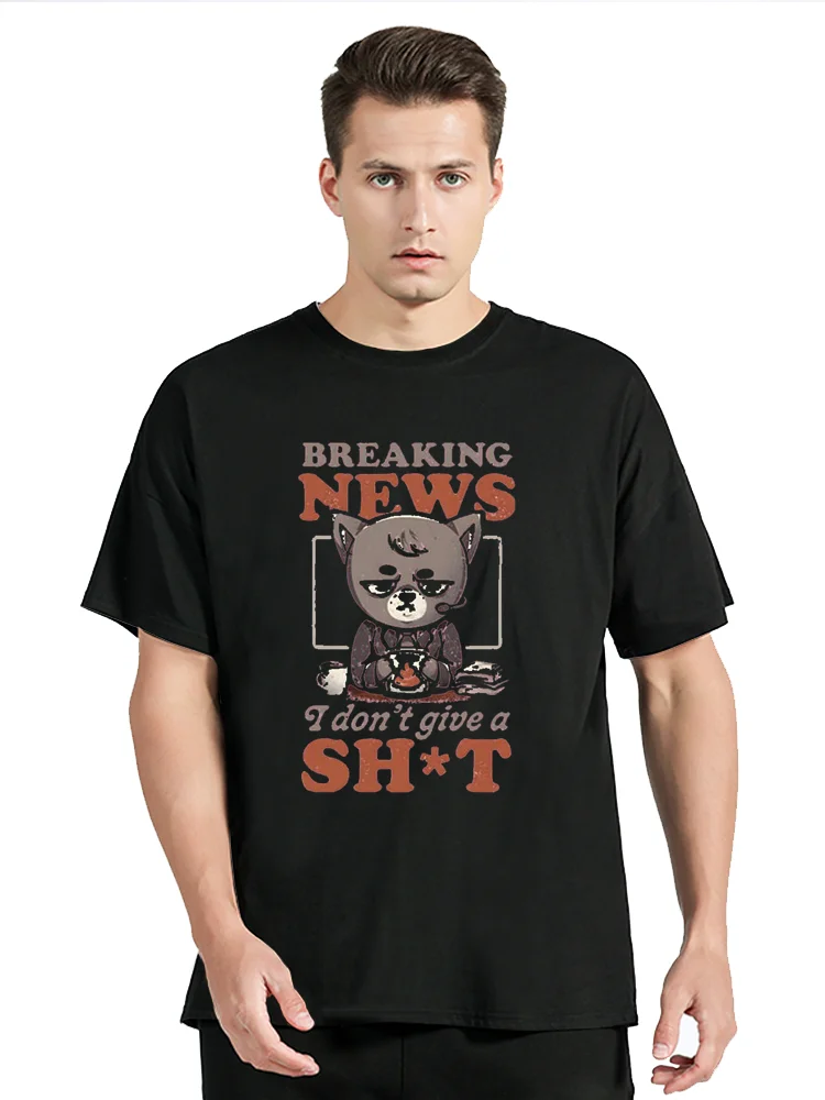 

Letter t-Shirt Breaking News I Don't Give Lady Cat T Shirt Cartoon TShirt Casual O-neck Graphic Cat Clothing Oversized