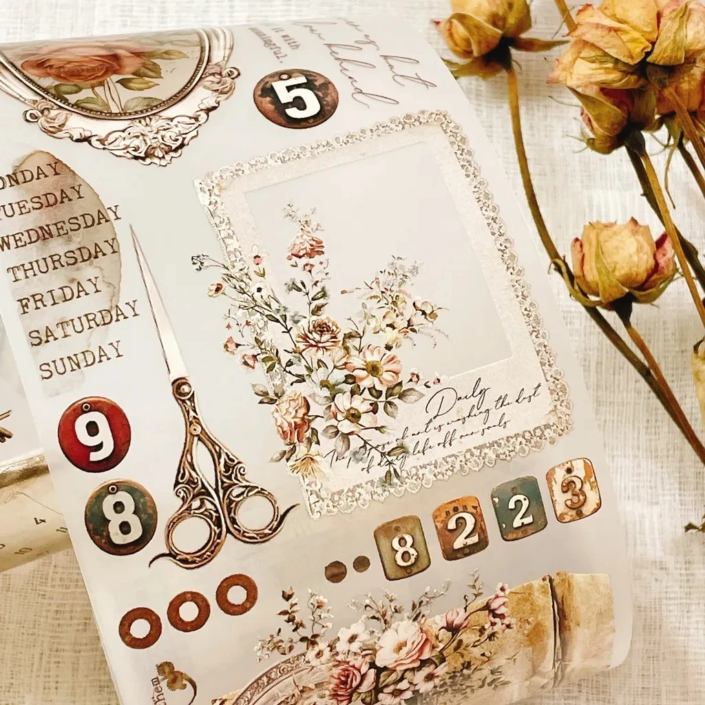 JP Vintage Ephemera Washi PET Tape for Card Making Decoration DIY Scrapbooking Plan Stickers