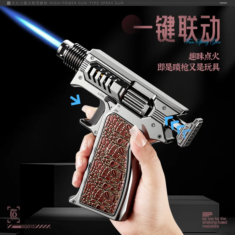 

Gun torch lighter Portable Handheld Jet Torch Lighter Windproof Durable Refillable Butane Igniter For Outdoor Camping Hiking