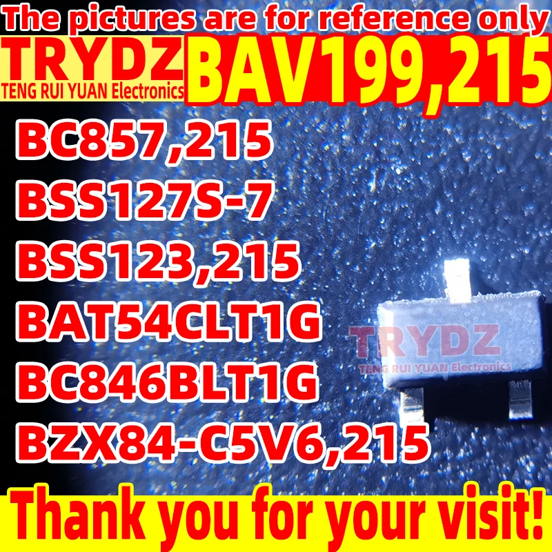 100-10pcs New BAV199,215 BC857,215 BAT54CLT1G BC846BLT1G BSS127S-7 BZX84-C5V6,215 BSS123,215 SOT-23