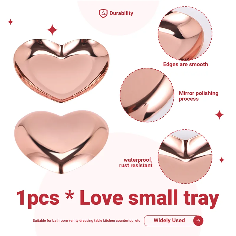 

【Must-Haves】Heart Shaped Jewelry Serving Plate Metal Tray Storage Arrange Fruit Tray Home