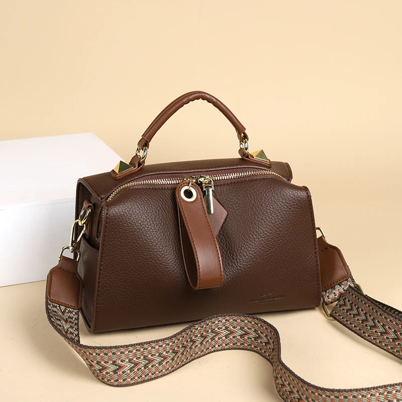 

Kangaroo Brand Genuine Leather oulder Bag Women's Soft Cowhide Handbag Versatile Midlife Mom Bag Briti Sle Casual Purse