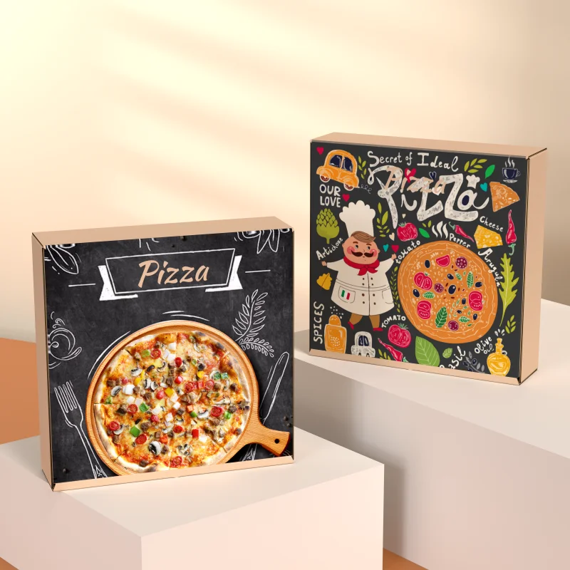 Minimum Order 500pcs Custom Logo Pizza Boxes Packaging Wholesale Cardboard Food Baking Box New Design Packaging Box for Pizza 