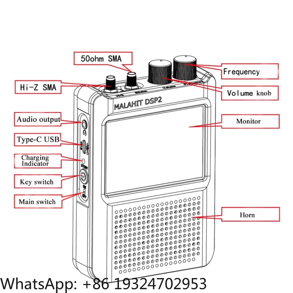 DSP2 SDR Receiving Radio 10kHz-380MHz 404MHZ-2GHZ Short-wave Receiver 5000mAh 3.5 Touch Receive Screen DDC DUC All Mode
