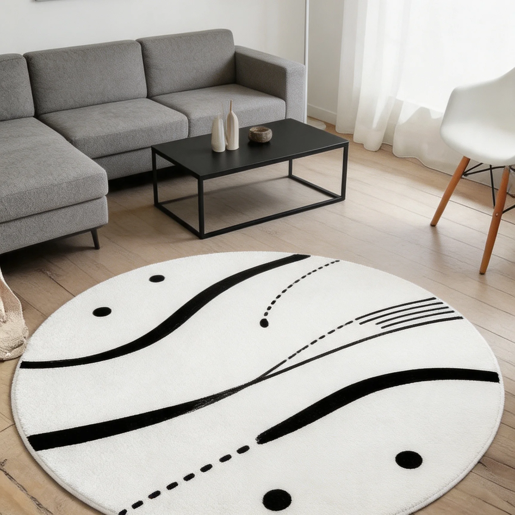 Cloud Wave Rug Blue Sky Round Felt NonSlip Carpet For Living Room Bedroom Bedside Reading Corner Raindrop Nordic Floor Mat