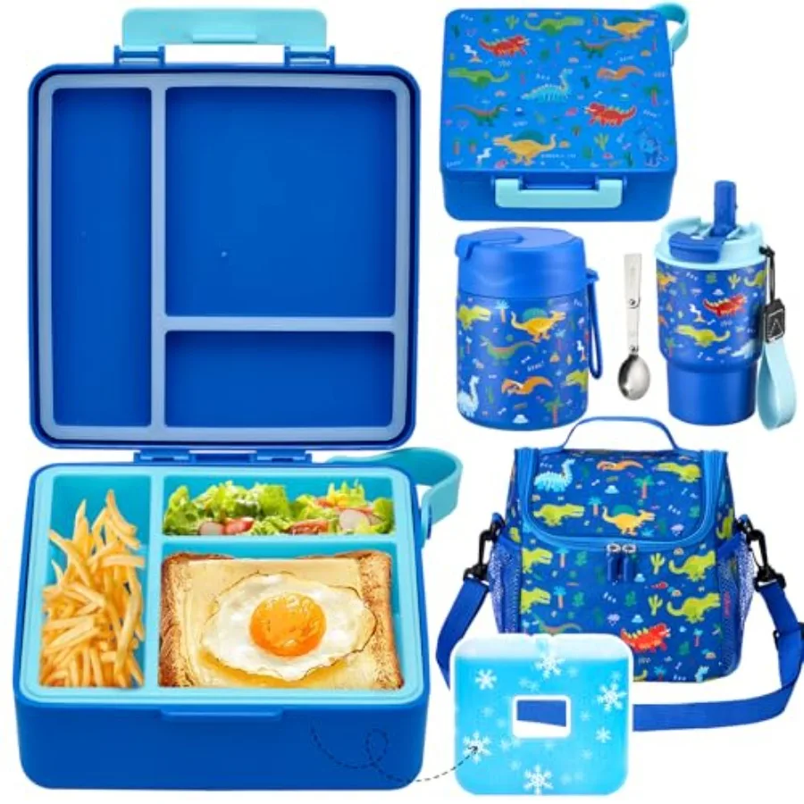 Set de Lonchera con Contenedor Bento de 17 oz, Botella Térmica de Acero Inoxidable para Sopa y Comida, y Bolsa de Almuerzo Aislada Portátil a Prueba de Fugas