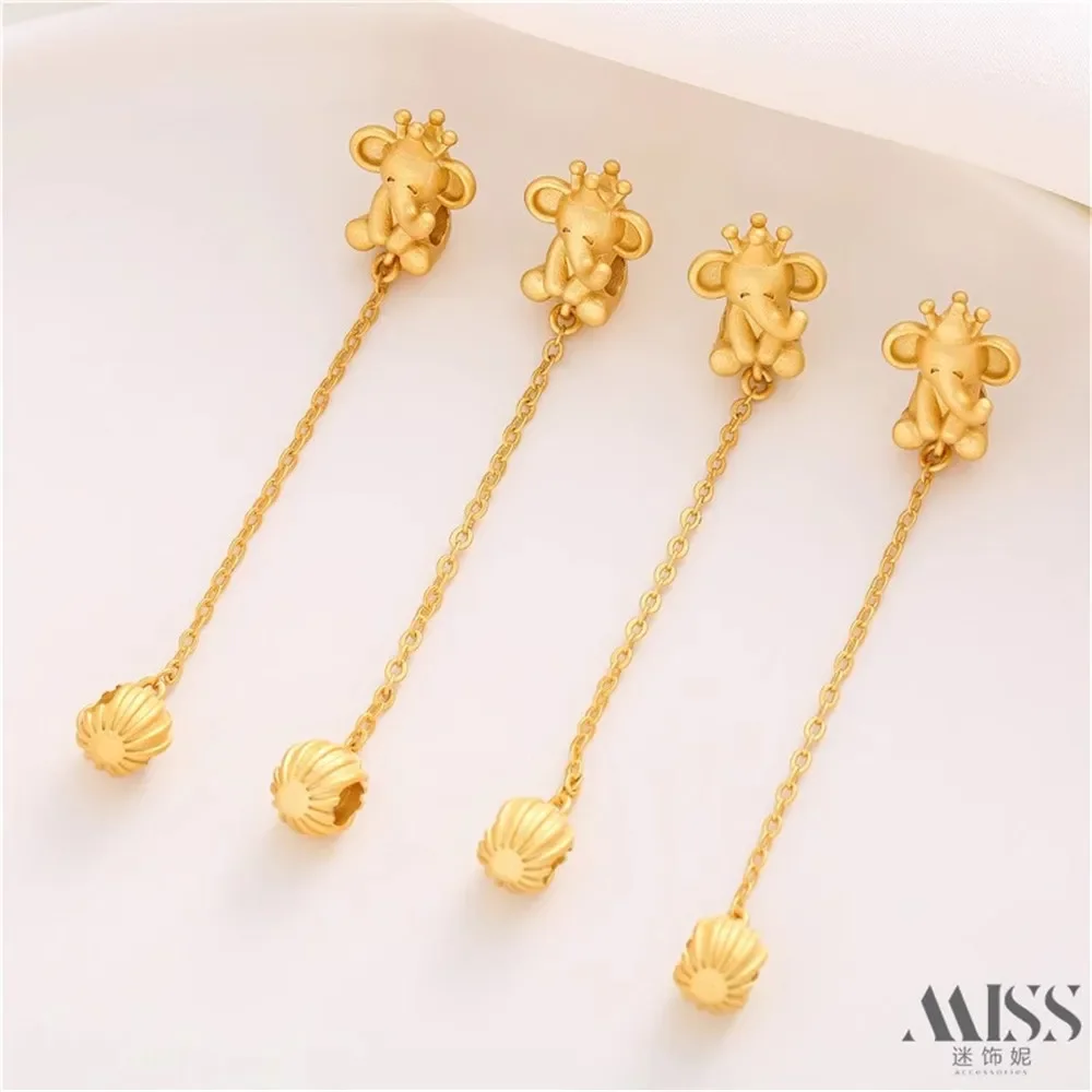 

Husky Gold Matte Gold 18k Elephant Ball Large Hole Bead Lanyard Bead Diy Handwoven Rope Bracelet Accessories