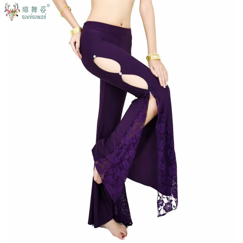 Women Belly Dance Female Adult Side Opening Lace Trousers Long Pants Practice Clothes Performance Trousers Training Clothing