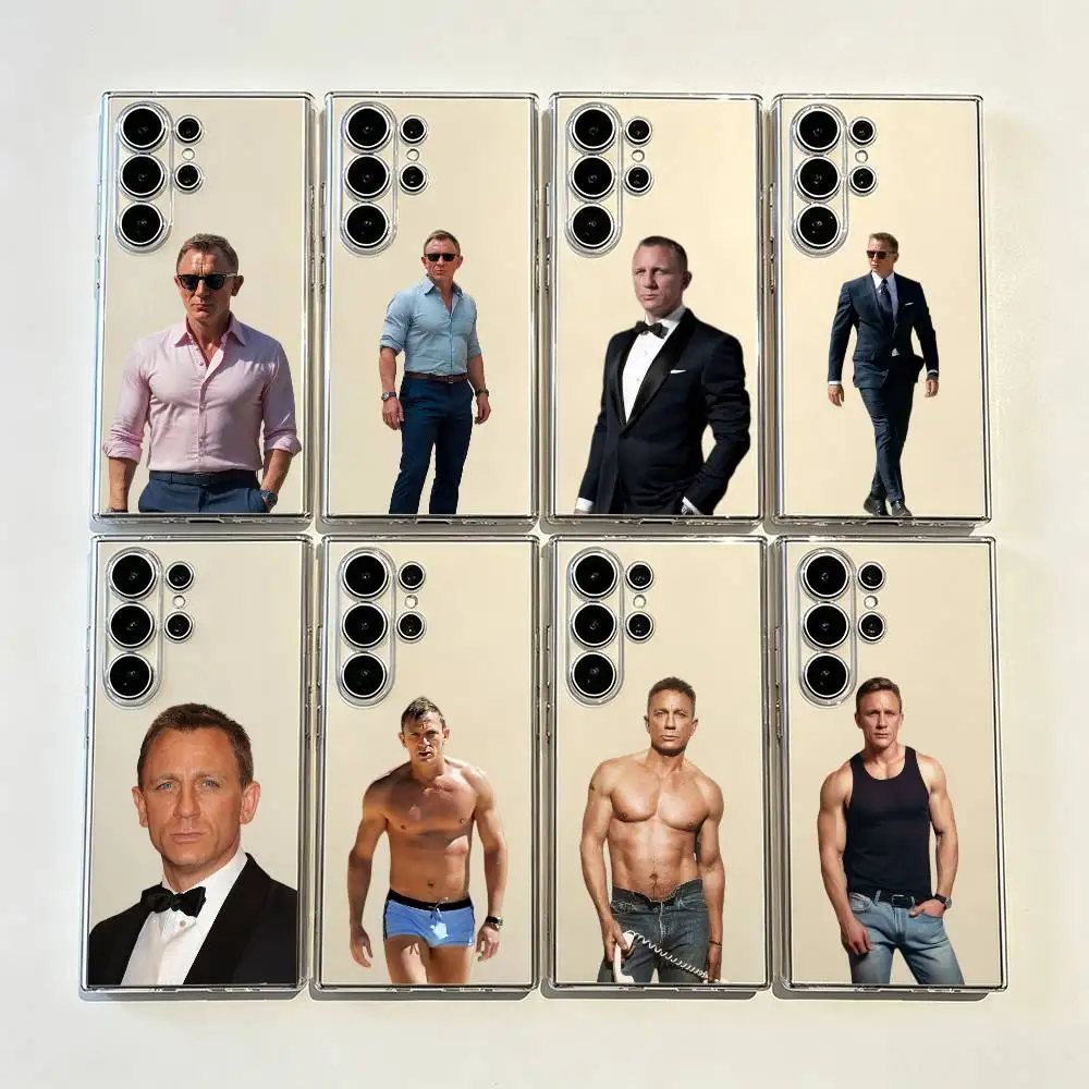 Daniel Craig Simple Transparent Printed Phone Case for Samsung Galaxy  S26/S25/24/23/22/30/21/10/9,Ultra,Plus