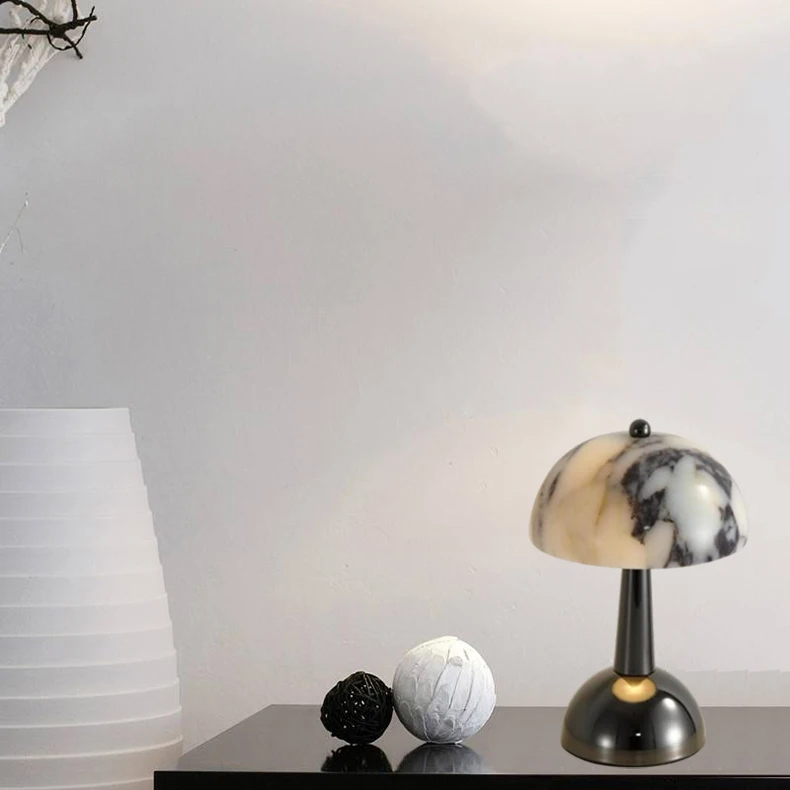Rechargeable Battery LED Night Light Natural Marble Black