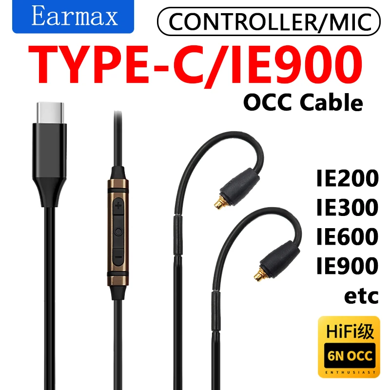 

For Sennheiser IE900 IE600 IE200 IE300 Replaceable Earphones TYPEC to IE900 High Purity Single Crystal Copper Cable