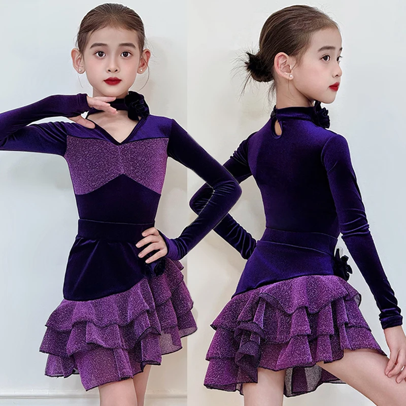 

Salsa Latin Dance Dress Girls Latin Practice Dress Children Competition Ballroom Dress Standard Dance Costume Girls Dance Skirt