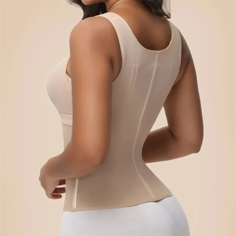 Shapewear für Damen, kolumbianischer Fajas, Taillentrainer, Bauchkontrolle, Weste, Body Shaper, 17 Stahlknochen, 3-reihige Haken, Reißverschluss, verstellbarer Riemen – Detail 5